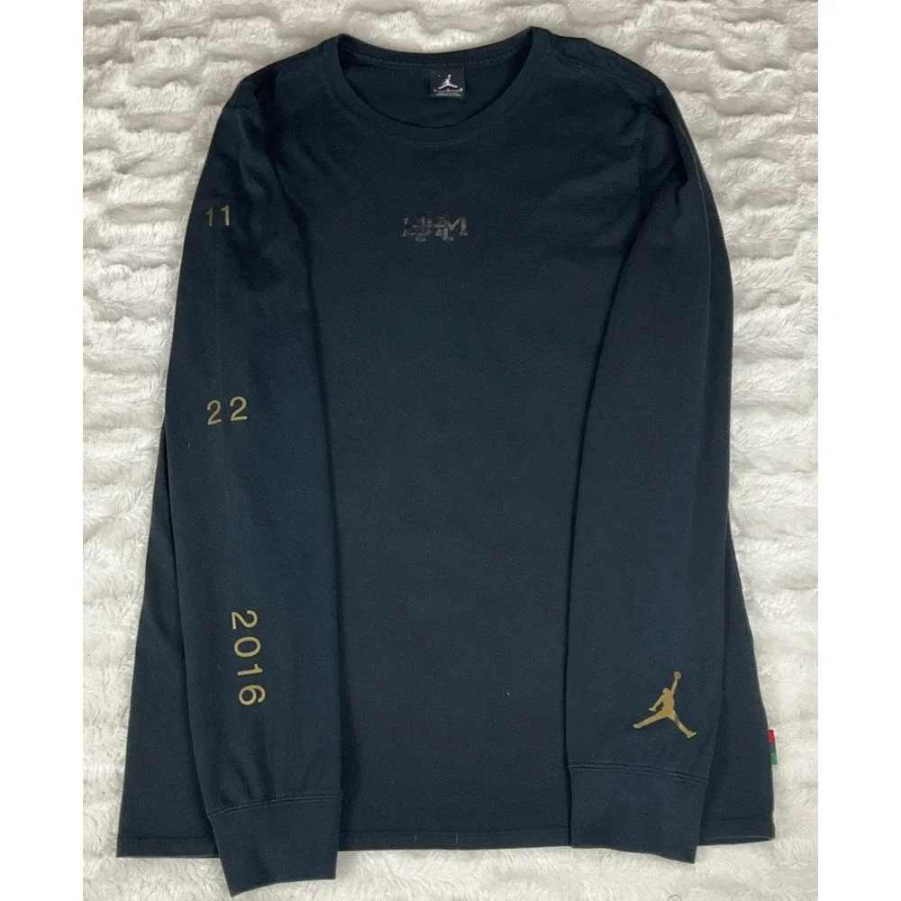 Air JORDAN Men's Black Larger Black History Month Graphic Pullover Long Sleeve